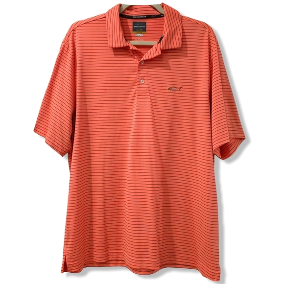 Attack Life by Greg Norman Other - Attack Life By Greg Norman Feeder Striped Polo Casual Shirt, Seaside Coral, L